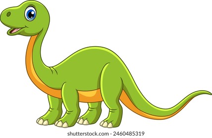 Cartoon funny Brontosaurus isolated on white background