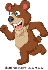 Cartoon funny brown bear running