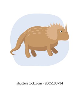 Cartoon funny brown dinosaur. Cute child vector illustration. Agathaumas.