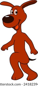 Cartoon of a funny brown dog having fun