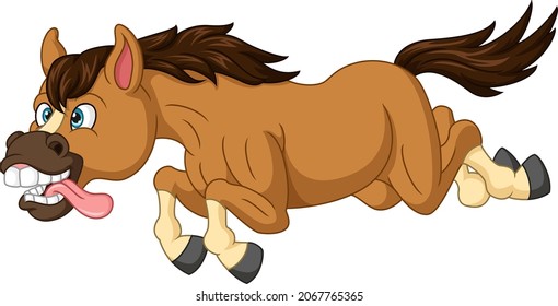 Cartoon Funny Brown Donkey Running