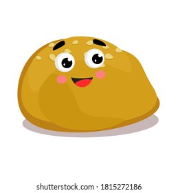 Cartoon Funny Burger Bun Vector