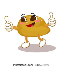 Cartoon Funny Burger Bun Vector