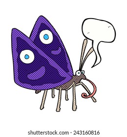 cartoon funny butterfly with speech bubble