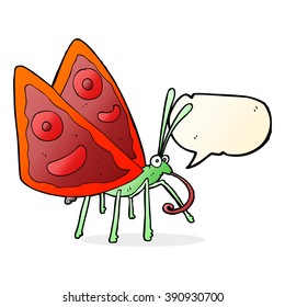 cartoon funny butterfly with speech bubble