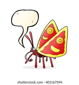 cartoon funny butterfly with speech bubble