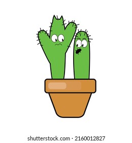 cartoon funny cacti - vector illustration, EPS