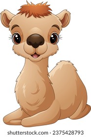 Cartoon funny camel on white background