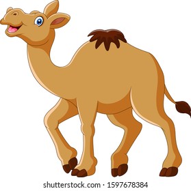 Cartoon funny camel smile and standing 