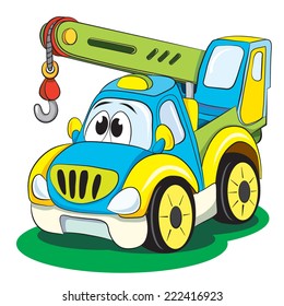 Cartoon funny car crane.