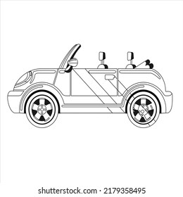 cartoon funny car vector , monster truck coloring page, Modern Car vector , Illustration of Business car Luxury life Technology concept Car line art , coloring book page for kids