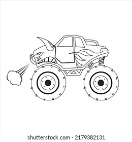 cartoon funny car vector , monster truck coloring page, Modern Car vector , Illustration of Business car Luxury life Technology concept Car line art , coloring book page for kids