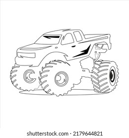 cartoon funny car vector , monster truck coloring page, Modern Car vector , Illustration of Business car Luxury life Technology concept Car line art , coloring book page for kids