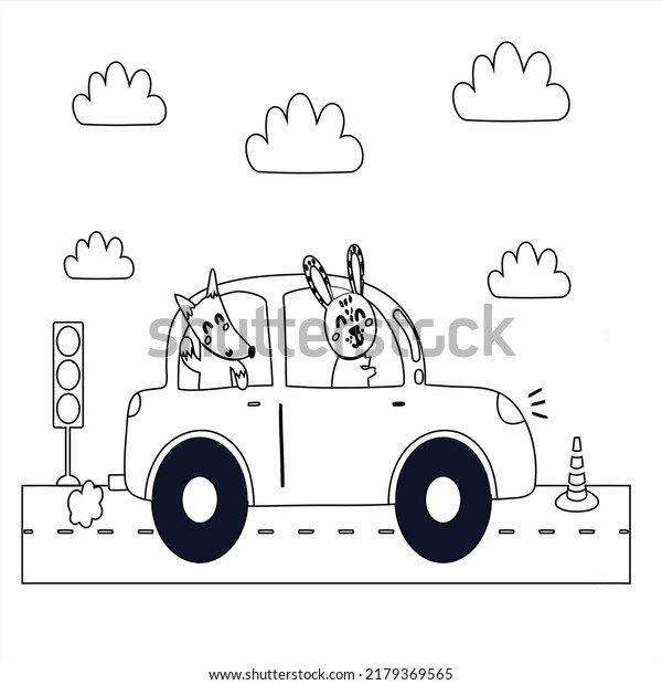 cartoon funny car\
vector , monster truck coloring page, Modern Car vector ,\
Illustration of Business car Luxury life Technology concept Car\
line art , coloring book page for\
kids