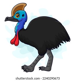 Cartoon funny cassowary isolated on white background