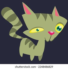 Cartoon funny cat. Fat striped cat illustration. Vector isolated cutout