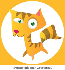 Cartoon funny cat. Fat striped cat illustration. Vector isolated cutout
