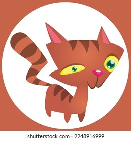 Cartoon funny cat. Fat striped cat illustration. Vector isolated cutout