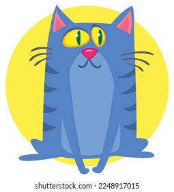 Cartoon funny cat. Fat striped cat illustration. Vector isolated cutout