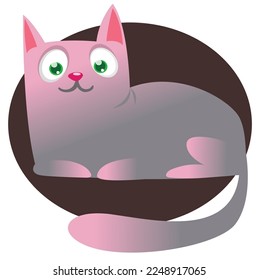 Cartoon funny cat. Fat striped cat illustration. Vector isolated cutout