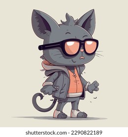 A cartoon funny cat mascot icon vector illustration animal character concept design