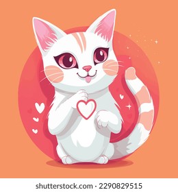 A cartoon funny cat mascot icon vector illustration animal character concept design