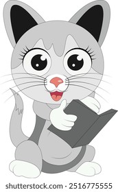 Cartoon gato engraçado sentado sobre fundo branco . Ilustração de gato bonito desenho animado sentado. Gato bebê bonito. Ilustração vetorial para chá de bebê, cartão de saudação, convite de festa, t-shirt roupas de moda 