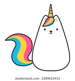 Cartoon lustige Katze Einhorn. Vektorgrafik