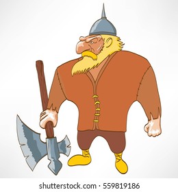 cartoon funny character, viking, vector illustration