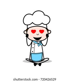 Cartoon Funny Chef Falling in Love Vector Illustration