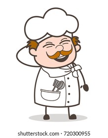 Cartoon Funny Chef Laughing Expression Vector Illustration