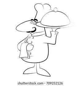 Cartoon funny chef silhouette. Vector illustration. Clip art