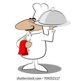 Cartoon funny chef. Vector illustration. Clip art