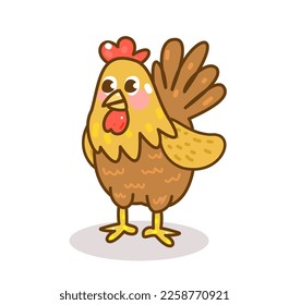 Cartoon Funny Chicken character vector.