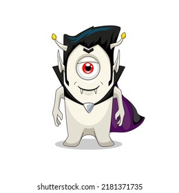 cartoon funny childish vampire dracula white skin alien vector illustration. Vector illustration