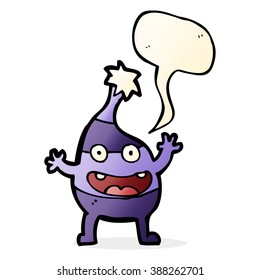 cartoon funny christmas creature with speech bubble
