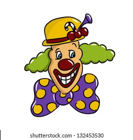 Cartoon funny clown with big bow (vector)