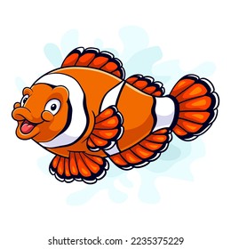 Cartoon funny clown fish isolated on white background