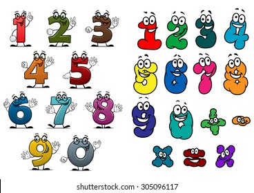 Cartoon Funny Colorful Numbers Digits Characters Stock Vector (Royalty ...