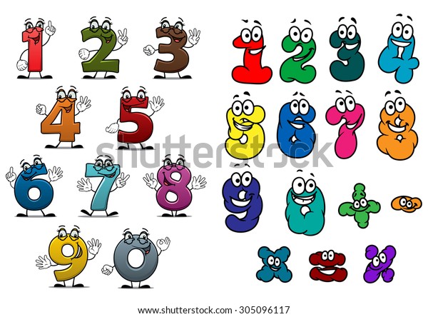 Cartoon Funny Colorful Numbers Digits Characters Stock Vector (Royalty ...