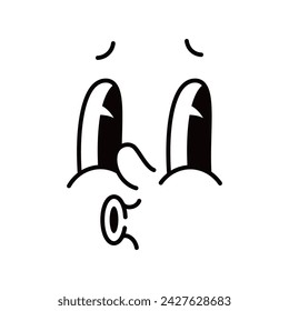 Cartoon funny comic groovy whistle face emotion and retro cute emoji character. Isolated vector expressive personage radiates joy, embodying lively, carefree spirit with swirling eyes and pucker lips