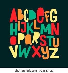 Cartoon Funny Comics Font. Hand Drawn Colorful Letters.