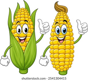 Cartoon funny corn giving thumb up