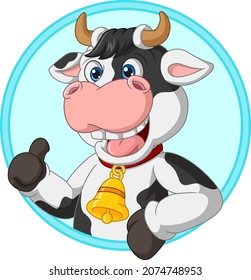 Cartoon funny cow giving a thumb up