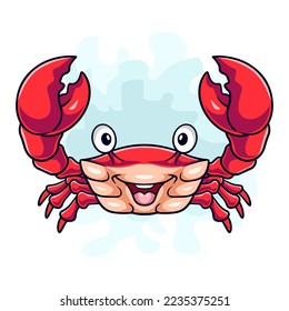 Cartoon funny crab isolated on white background