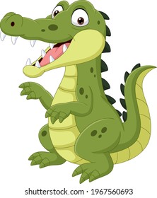 Cartoon funny crocodile isolated on white background 