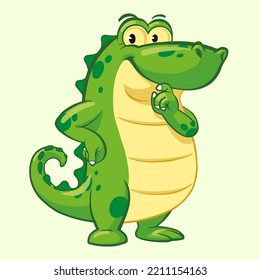 Cartoon funny crocodile isolated on white background.