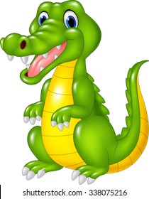 Cartoon funny crocodile. Isolated on white background 