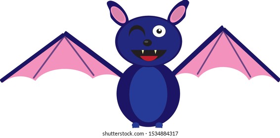 cartoon funny cute bat flying