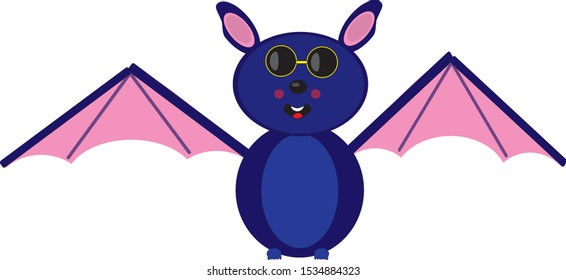 cartoon funny cute bat flying